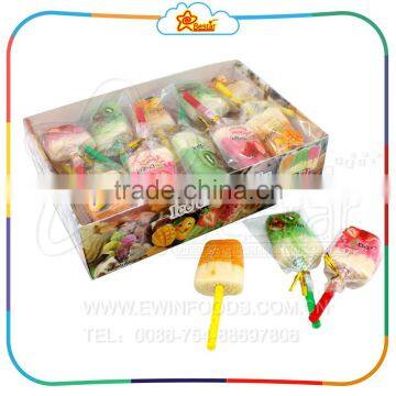 Fruit Flavor Sugar Coating Soft Ice Cream Lollipop