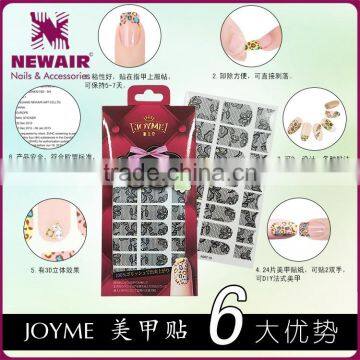 New Arrival 24pcs wholesale punctual lace foil nail sticker