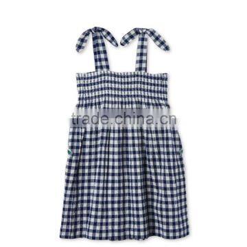 2017 Embroidered Palm Print Design Check Dress Boutique Girl Clothing With Embroidery Patch Childern Frock Model HSD5941 photo-4