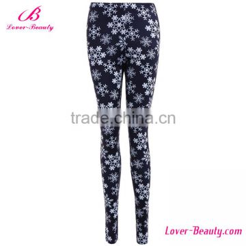 Wholesale cheap stretchy skinny snowflake 2017 custom mature leggings