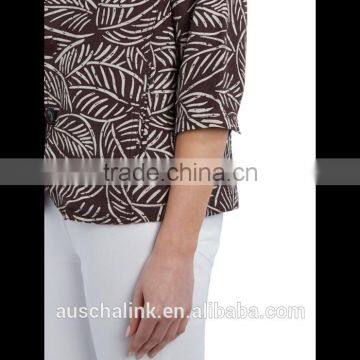 Outdoor Fashion Custom Lady All Over Leaf Print Jacket Wholesale photo-5