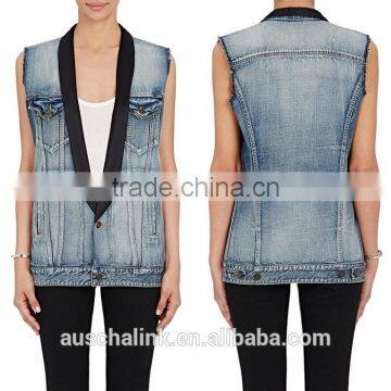 New Arrival Autumn Fashion Design Girls Denim Vest Wholesale photo-6