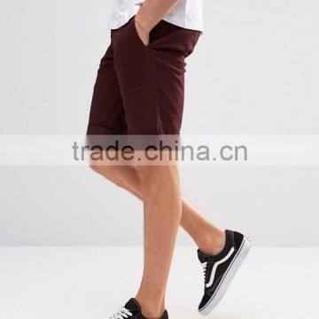 High Quality Latest Custom Side Slant Pockets Turn Up Hem Men's Brown Slim Fit 97% Cotton 3% Elastane Button Fly Fashion Shorts photo-4