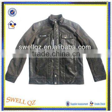 fashion design men fleece leather jacket