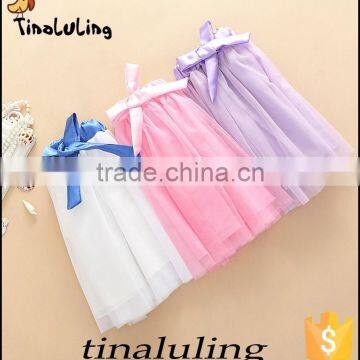 solid color girls tulle skirts with bow on waist adults tutu skirts