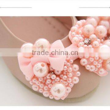 Girls Fancy Leather School Shoes Children Pearls Flat Shoes photo-4