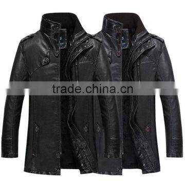 MSW0030 The winter men's leather jacket PU slim comfortable leather jacket In the long section of men's leather jacket