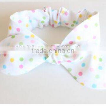 2016 Headhair Dot Pattern Cotton Fabric Headband Rabbit Ears Bowknot Hair Headband photo-4
