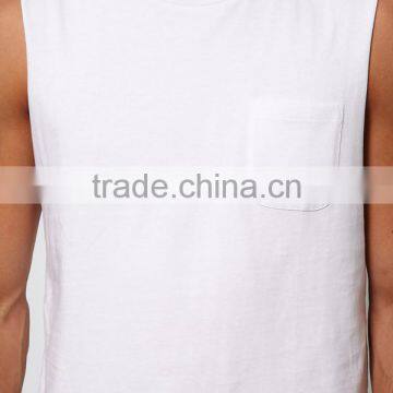 Custom Men Plain Tank Tops With Pocket photo-3
