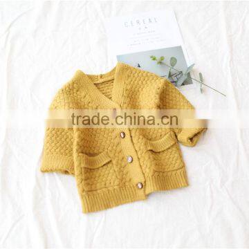 2-7 Years 2017 New Wholesale Cotton Full Sleeves Knitting Solid Sweater Long Kids Girls Coats (pick Size Color ) photo-4