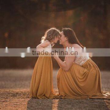 Mommy And Me Gown Maxi Dress Beautiful Long Frocks Mother Daughter Matching Dress photo-2