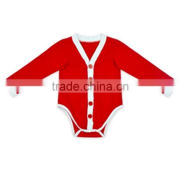 2LLY-092 Yiwu Lovebaby Wholesale long sleeve red romper with button for Valentine's Day flutter sleeve baby romper