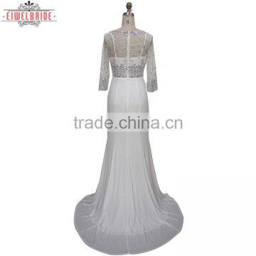 Custom Sheath Beading Appliques Wedding Dress photo-3