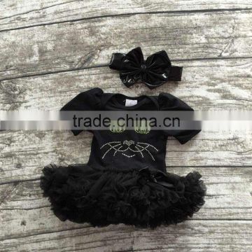 girls Halloween tutu romper infant toddler girls outfits girls cat balck tutu romper black chiffon tutu romper with headbannd