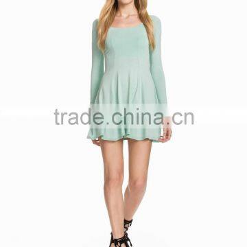 High Quality Long Sleeve Round Neck Skater Dress Cheap Jersey Dress photo-4