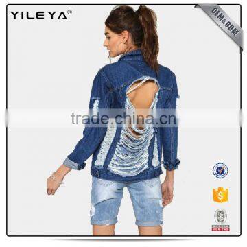 New Fashion Button Down Light Blue Blue Oversize Women Denim Jacket photo-2