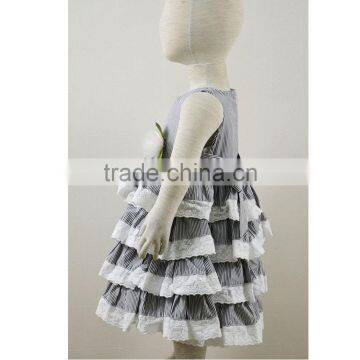 Wholesale Boutique Clothing Stripe Ruffle Lace Girl Tutu Dress photo-3