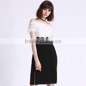 Factory Customized Unique One Shoulder Sexy High Grade Lace Stitching Elegant Fringed Design Pertty Party Dress photo-2