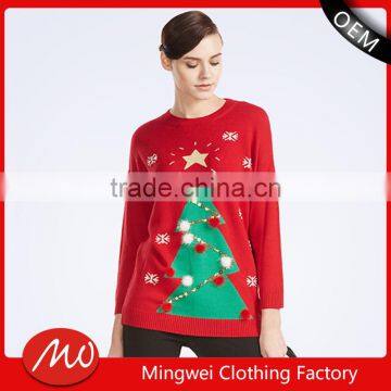 2017 womens christmas knitting tree patterns pullover jumper sweater for adult