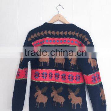 Women Autumn Knitting Patterns Christmas Reindeer Sweater Pullover photo-2