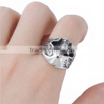 Titanium Steel Unadjustable Rings Antique Silver Skull photo-3