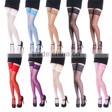 NEW Lace Top 20 Denier Sheer Hold Ups Stockings 17 Various Colours