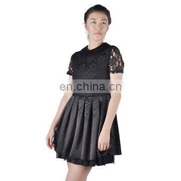 women fashion black lace short sleeve casual dresses