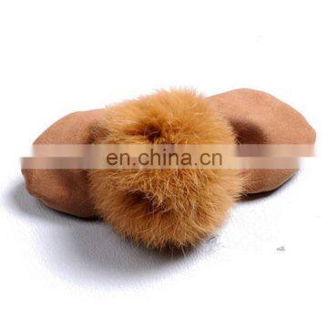 Cute kids girl hairpin top quality hand made children rabbit fur ball hairpins