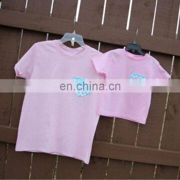 Cute mother and daughter chevron print pocket Tees,adult tees,toddler tees manufacturer