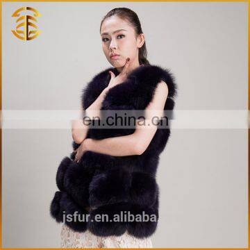 European Style Fashion Lady Sleeveless Women Fur Black Winter Vest