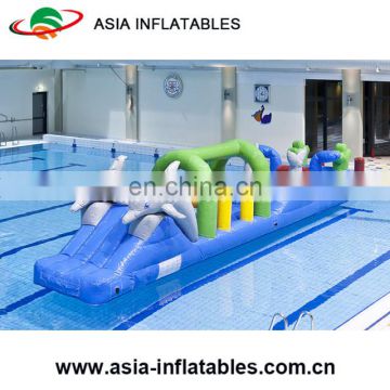 Double Dolphin 12m Aqua Run Inflatable Obstacle For Amusement Park