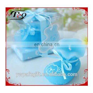 party favor mini nolvety blue baby shoe shape baby shower candles