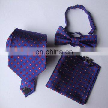 OEM design 100% Silk Jacquard Tie/Bow Tie/Pocket Square Sets