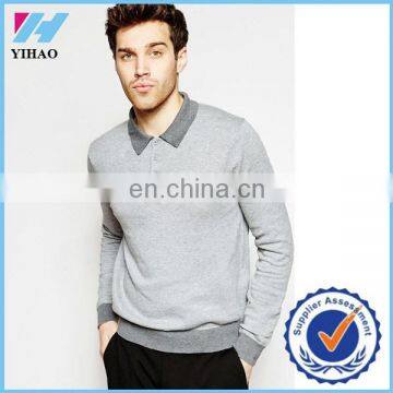 Yihao Trade Assurance Contrast Colour Long Sleeve 100 Cotton/Polyester/CVC/TC Pique Fabric Unbranded Polo Shirts