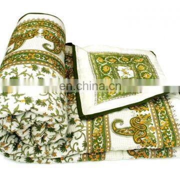 Indian 100% Cotton Hand Block Printed Quilt