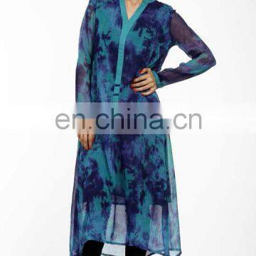 women ethnic casual printed chiffon multi color long tunic wholesaler