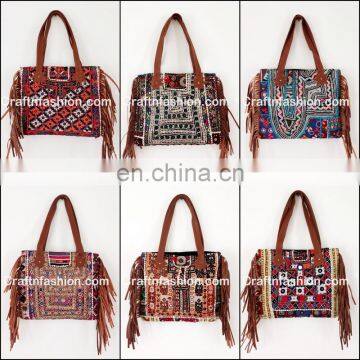 Latest Indian 2017 Vintage Embroidery Fringes Handbag- Indian 2017 Stylish Banjara Leather Fringes Handbag- Vintage Banjara bag