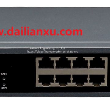 8channels Loop Self-healing Managed POE 2 SFP ports Ethernet Fiber Switch 8port POE Ethernet Ring Fiber media converter