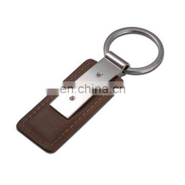 brown PU leather metal keychain / bag hanger keyring