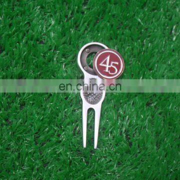 metal magnet golf pitch fork divot tool with removable ballmarkers