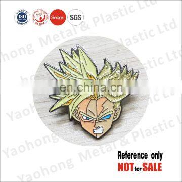 Custom Super Saiya metal pin badge with glitter