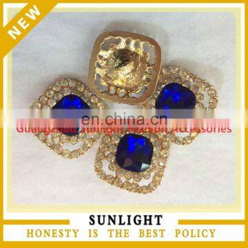 Wholesale fashion blue crystal rhinestone pearl button