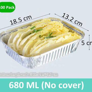 100 Pack  Disposable Aluminum Foil Pans (No Cover),Thick Aluminum Foil Pans/Box for Cooking,Baking,Storage (680 ML)