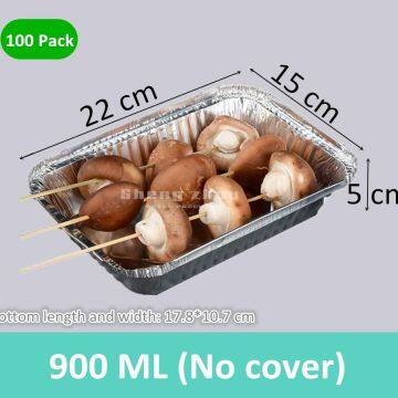 100 Pack Aluminum Foil Pans (No Cover), Disposable Aluminum Foil Baking Cooking Pans (900 ML)