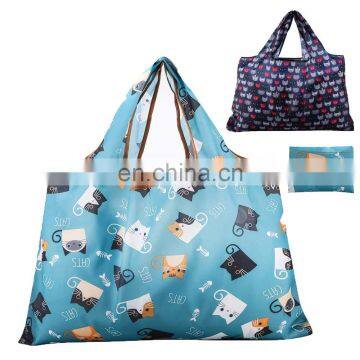 Washable Wholesale Nylon Foldable Shopping Tote Bag Grocery  Eco Friendly Nylon Foldable Tote Bag With Pouch