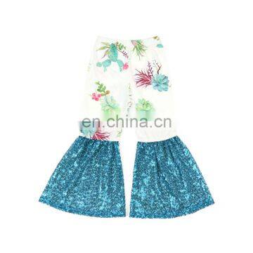 Girl Cactus Sequin Pants Girls Flare Trousers Bell Bottom Pants