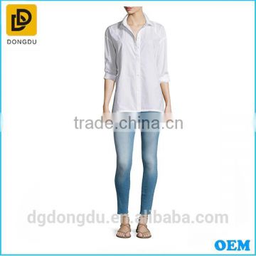 Hot Sale Summer Casual Fashion Design Lady Blouse Oversized Button-Front Blouse