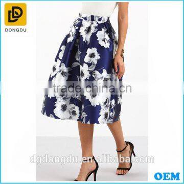 High Fashion Satin Blue Print Umbrella Skirt For Ladies Ballet Tutu High Waist Skirts photo-2