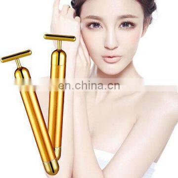 Vibrator T shape 24k gold beauty bar skin care mini vibrator roller