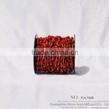 Faceted Colored Crystal Beads Wrap Chain Gold Plated Wire Chain for Jewelry Diy photo-3